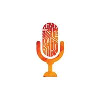 elemento de design de logotipo de ícone de podcast de tecnologia vetor