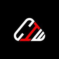 design criativo do logotipo da carta ciw com gráfico vetorial, logotipo ciw simples e moderno em forma de triângulo redondo. vetor