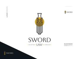 logotipo de espada elegante e minimalista com estilo de linha. adequado para logotipo de advogado, empresa ou empresa de segurança vetor