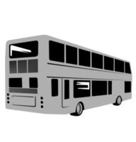 ônibus de dois andares ou ônibus de dois andares estilo xilogravura retrô vetor