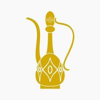 editável isolado no fundo branco ilustração vetorial de jarro de café árabe em estilo monocromático plano para café com tradição de cultura do Oriente Médio e design relacionado a momentos islâmicos vetor