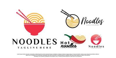 pacote de ramen ou design de logotipo de macarrão para negócios com vetor premium de conceito criativo