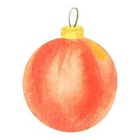 bola de natal vermelha em aquarela. pintura de arte em aquarela de enfeites de natal vermelho. isolado. perfeito para design de cartão de natal, convites e outras decorações vetor