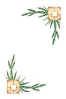 composição de design de natal em aquarela de ramos de abeto e presentes. ilustração de natal para capa de inverno, convites, banner, cartões de felicitações. vetor