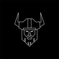 logotipo de arte de linha de tema de homem viking vetor