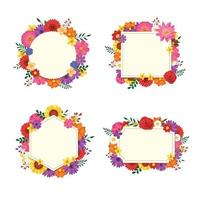 conjunto de moldura floral isolado no fundo branco vetor