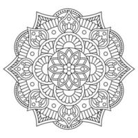 mandala de flor preta vetorial, linha redonda padrão vintage para design isolado em fundo branco para livro de colorir vetor