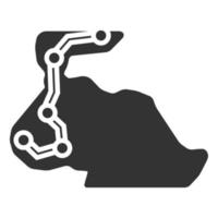 mapa de rotas de rally de ícone preto e branco vetor