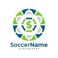 modelo de logotipo de futebol de dinheiro, vetor de design de logotipo de futebol