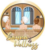 design de texto de sauna e bem-estar vetor