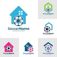 conjunto de modelo de logotipo de futebol em casa, vetor de design de logotipo de futebol