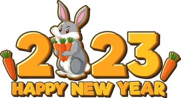 feliz ano novo 2023 com coelho fofo vetor