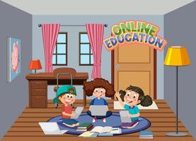 aprendizado online em casa vetor