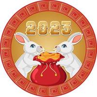 feliz ano novo 2023 banner em design chinês vetor