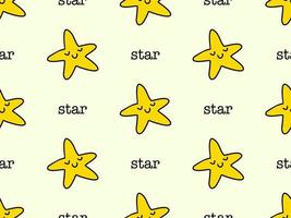 padrão perfeito de personagem de desenho animado estrela em fundo amarelo vetor