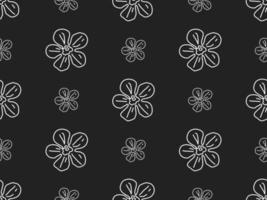 padrão perfeito de personagem de desenho animado de flor em fundo preto vetor