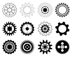 conjunto de ícone elemento decorativo roda de engrenagem engenharia fábrica design gráfico abstrato ilustração vetorial 20221106 vetor