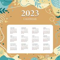 modelo de calendário de folhas estéticas 2023 vetor