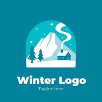 design de modelo de logotipo de inverno plano vetor