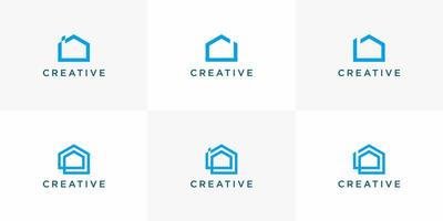 definir construção de casa modelo de logotipo de ícone criativo vetor