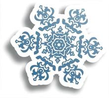 cartão de natal com design de tipo e decorações no fundo azul nevado. ilustração vetorial. vetor