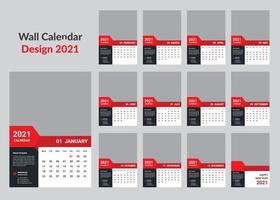 modelo de calendário de parede 2021 vetor