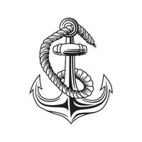 ilustração de design de silhueta de âncora. ícone náutico retrô, sinal e símbolo. vetor