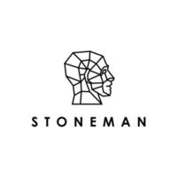 vetor de design de logotipo de contorno de avatar de rosto de homem de pedra geométrica de baixo poli