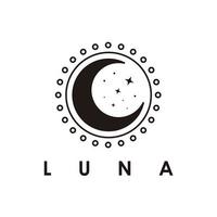 estrela da lua na ilustração vetorial de design de logotipo de forma de círculo vetor