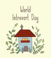 dia mundial do introvertido. ilustração de cartão postal. ilustração de conceito sozinho vetor