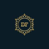 carta df logotipo com modelo de ouro de luxo. modelo de vetor de logotipo de elegância.