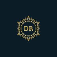 letra dr logotipo com modelo de ouro de luxo. modelo de vetor de logotipo de elegância.