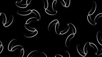 salsichas em um fundo preto, ilustração vetorial, padrão preto e branco. enchidos roy em tripa natural, carne de quinta. padrão sem costura, plano de fundo, padrão sem fim vetor
