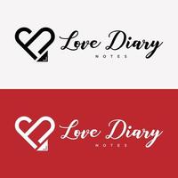 definir coração amor caneta diário livro escrevendo inspiração marca logotipo design vetor