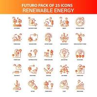 conjunto de ícones de energia renovável laranja futuro 25 vetor