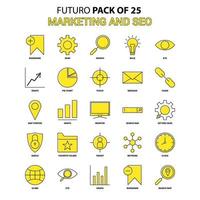conjunto de ícones de marketing e seo amarelo futuro pacote de ícones de design mais recente vetor