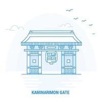 modelo de cartaz e fundo criativo de marco azul kaminarimon gate vetor