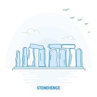 modelo de cartaz e fundo criativo de marco azul stonehenge vetor