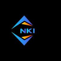 design de logotipo de tecnologia abstrata nki em fundo preto. conceito de logotipo de letra de iniciais criativas nki. vetor