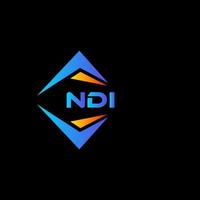 design de logotipo de tecnologia abstrata ndi em fundo preto. conceito de logotipo de letra de iniciais criativas ndi. vetor