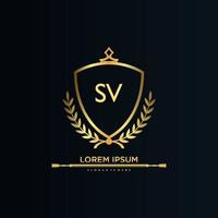 sv carta inicial com royal template.elegant com vetor de logotipo de coroa, ilustração em vetor logotipo de letras criativas.