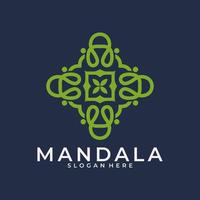 logotipo de marca, modelo de logotipo de mandala de flores decorativas abstratas, sinal de logotipo de redemoinho em estilo árabe ornamental, design de logotipo floral minimalista para boutique, spa, ioga, meditação vetor