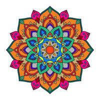 modelo de ilustração vetorial mandala de cor, mandala de doodle desenhado à mão isolado, mandala étnica com ornamento tribal colorido. vetor