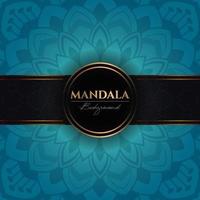 modelo de fundo de vetor de luxo com elementos de mandala floral étnica, fundo azul ornamental arabesco