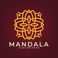 logotipo de marca, modelo de logotipo de mandala de flores decorativas abstratas, sinal de logotipo de redemoinho em estilo árabe ornamental, design de logotipo floral minimalista para boutique, spa, ioga, meditação vetor