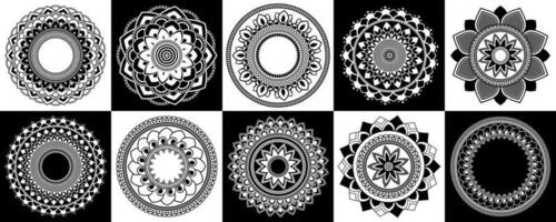 conjunto de mandalas zentangle, mandala para henna, mehendi, tatuagem, elementos decorativos étnicos ornamentais, padrões orientais vetor