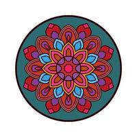 modelo de ilustração vetorial mandala de cor, mandala de doodle desenhado à mão isolado, mandala étnica com ornamento tribal colorido. vetor
