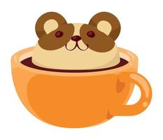 rato kawaii na xícara de café vetor