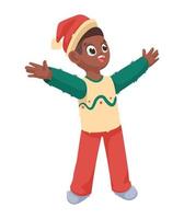 menino afro comemorando o natal vetor