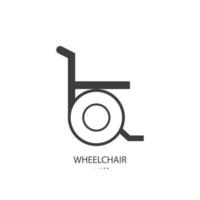 ícone de linha preta de cadeira de rodas isolada no fundo branco. ilustração vetorial. vetor